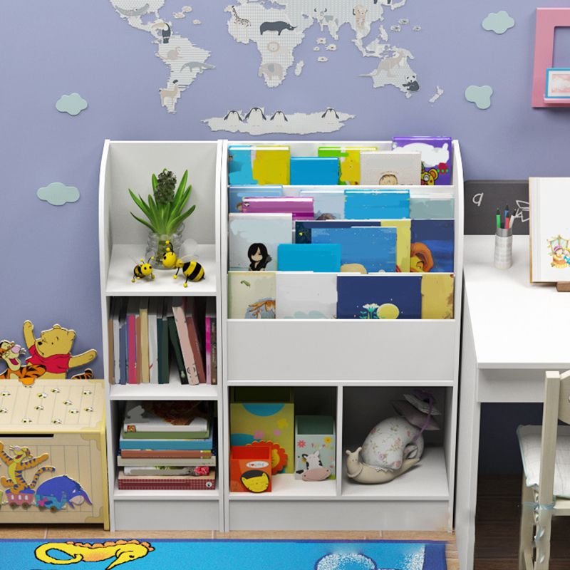 Modem Wooden Bookshelf Pure White Geometric Shelf Bookshelf for Home Office