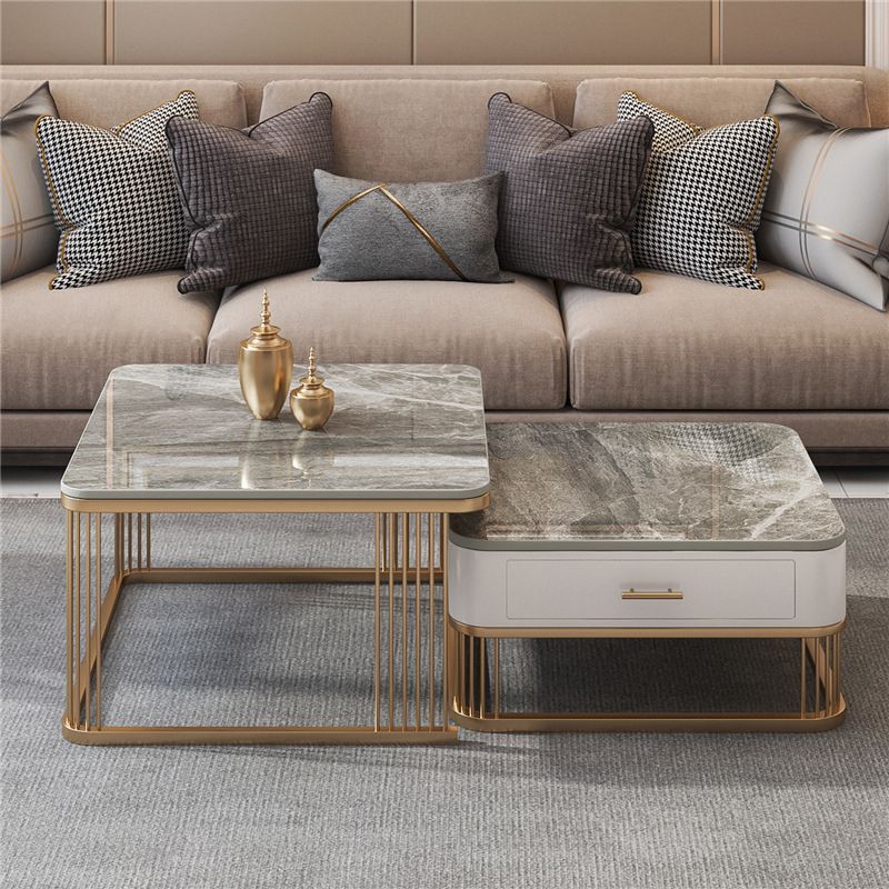Frame Base 2 Nesting Coffee Table with Storage Metal Coffee Table Set