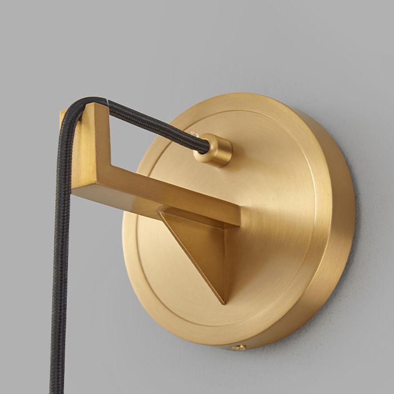 Modern Luxury Single Hanging Wall Lamp Copper Cylindroid Wall Light with Crystal Shade