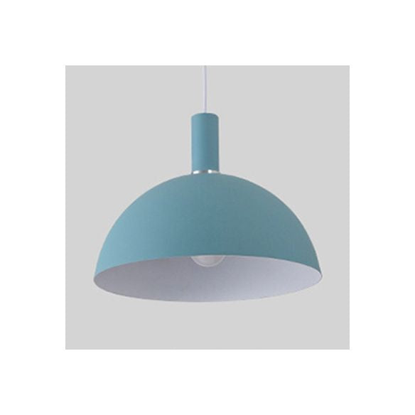 Soggiorno a cupola sospensione lume in alluminio 1 lampadina lampada a sospensione color caramella in blu/verde/giallo/rosa