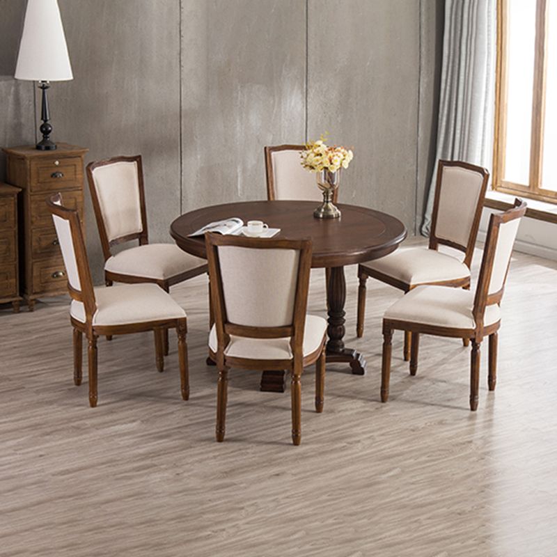 Silla sin brazos de comedor de madera tradicional, silla lateral de comedor con respaldo abierto para uso doméstico