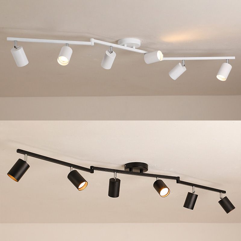 Nordic Zylindrische Metall Track Spotlights Semi Flush Ceiling Track Lighting für Foyer und Cloakroom