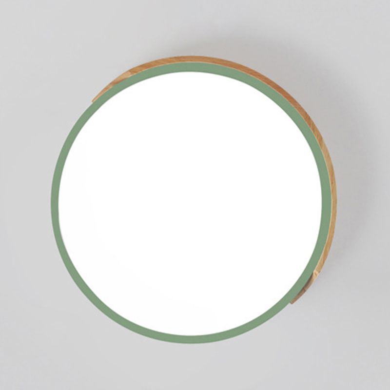 Macaron Ceiling Light Nordic Modern Minimalist Round Bedroom Study Living Room Ultra-thin Wooden Energy-saving Lighting