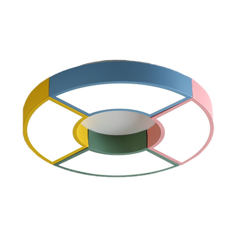 Circular Acrylic Ceiling Light Fixture Creative Pink-Yellow LED Flushmount Lighting