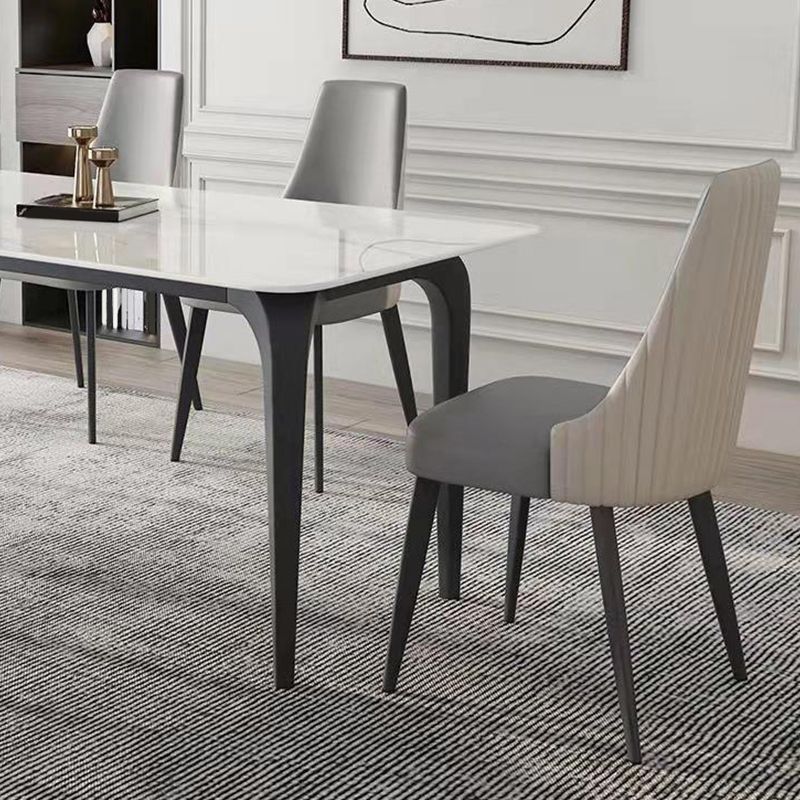 Contemporary Upholstered Dining Chair Faux Leather Kitchen Dining Chair