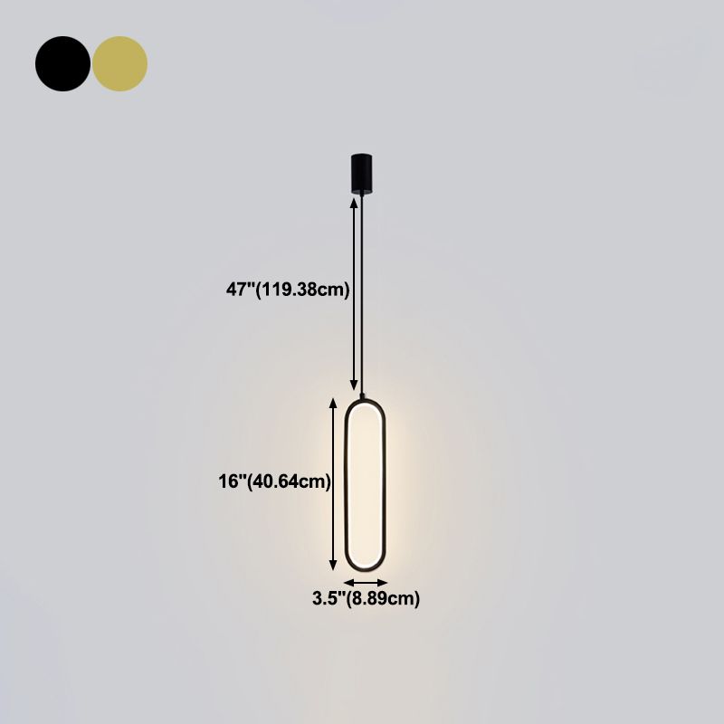 Contemporary Oval Shape Pendant Light Aluminum LED Hanging Pendant for Living Room