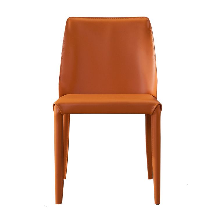 Silla sin brazos de comedor de cuero moderno, sillas de comedor de metal para uso doméstico