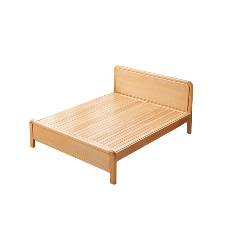 Contemporary Wood Standard Bed, Rectangular Panel Headboard Bed