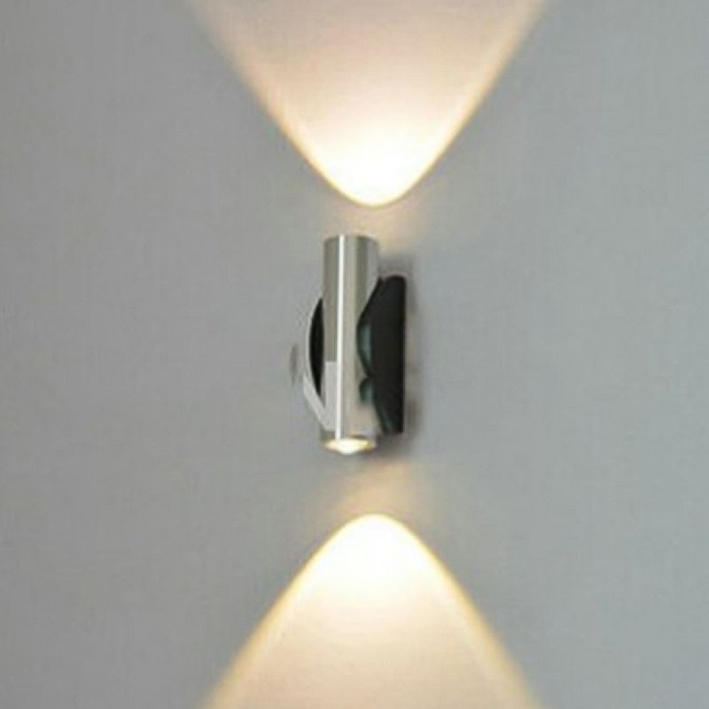 2 Lights Cylinder Wall Mounted Lamps Modern Style Metal Wall Sconces in Silver