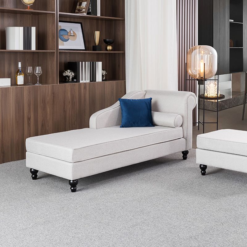 Wood One Armed Contemporary Chaise Rolled Arms with Legs for Living Room