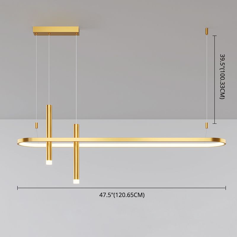 Mid-Century Straight Bars Island Chandelier Lights Metal Chandelier Lamp