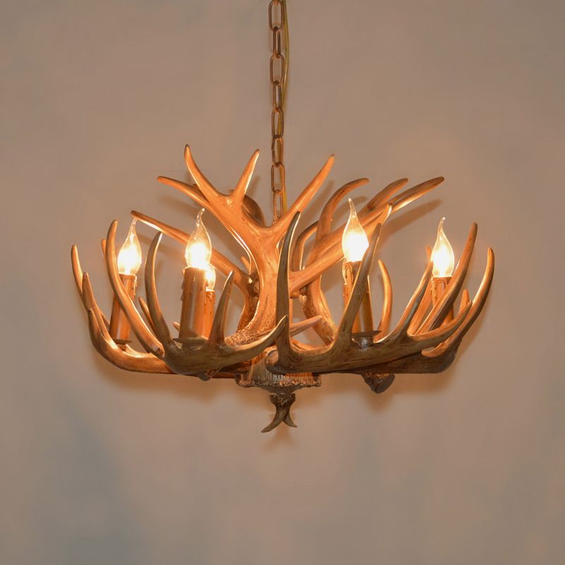 Avesos de lámpara de lámpara de madera de asta de la sala de estar de la sala de estar rústica accesorios de iluminación