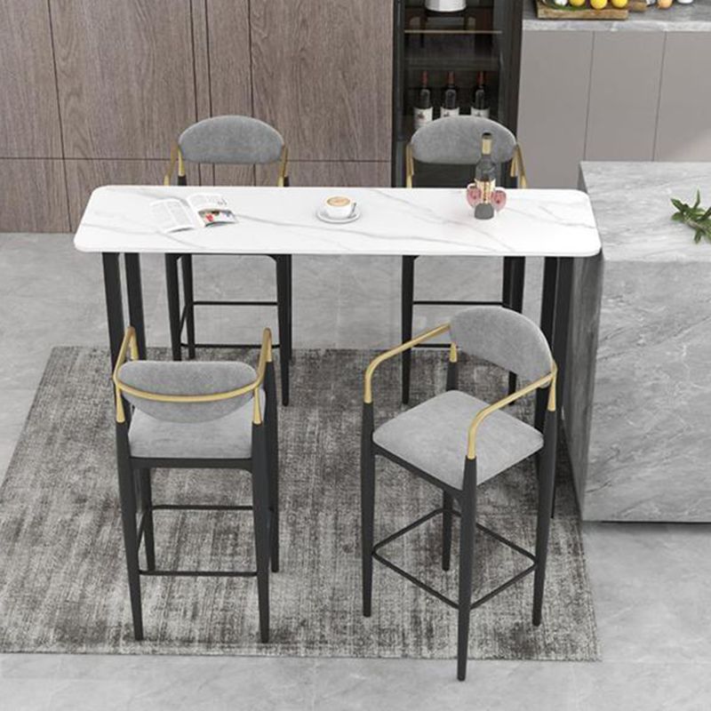 Rectangle Sintered Stone Bar Table Sled Base Dining Table in White