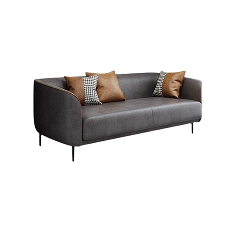 Modern Faux Leather Standard Sofa Tuxedo Arm Living Room Sofa