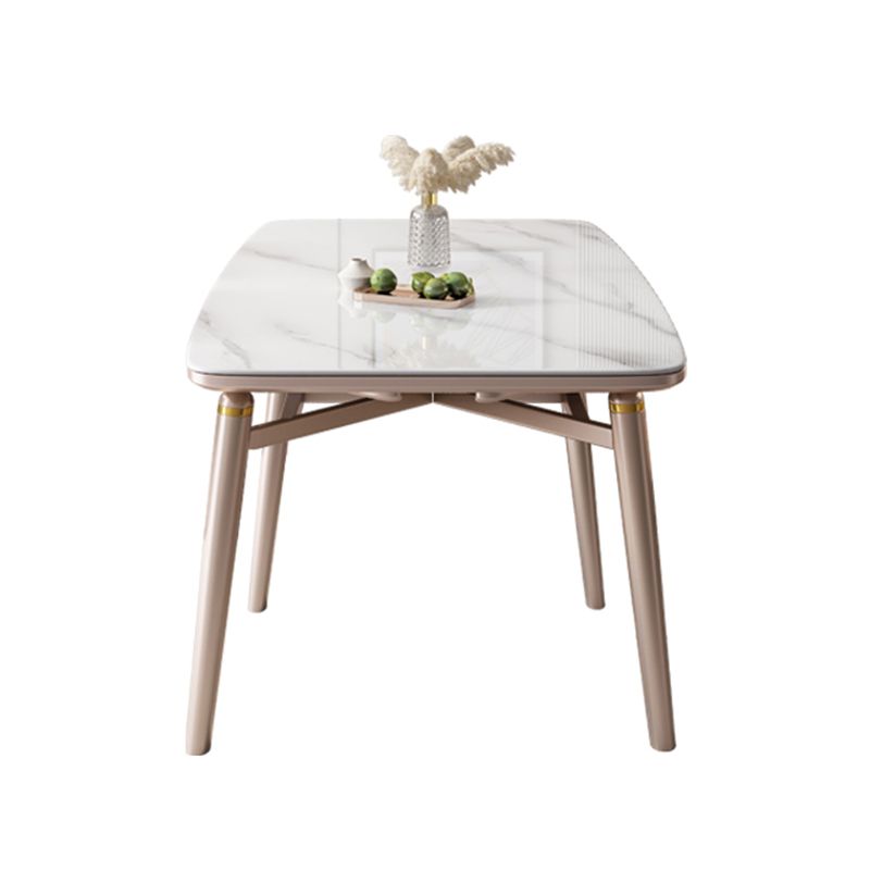 White Dining Table Set 1/5/7 Pieces Stone Dinette Set for Kitchen