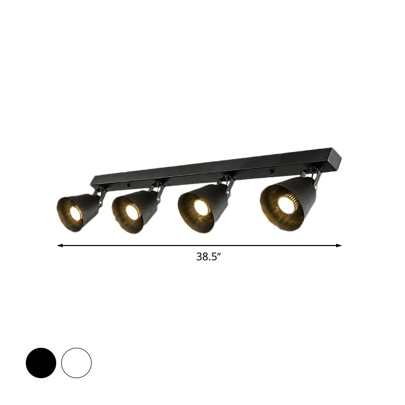 2/3/4 Lights Bucket Ceiling Light Fixture Loft Stylish Black/White Finish Metal Rotatable Semi Flush Mount Lighting