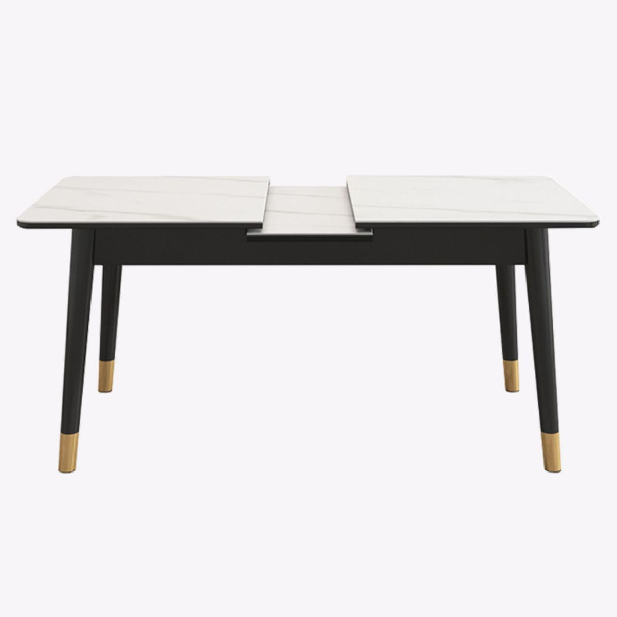 Extendable Sintered Stone Dining Table in White Modern Table with 4 Legs for Restaurant
