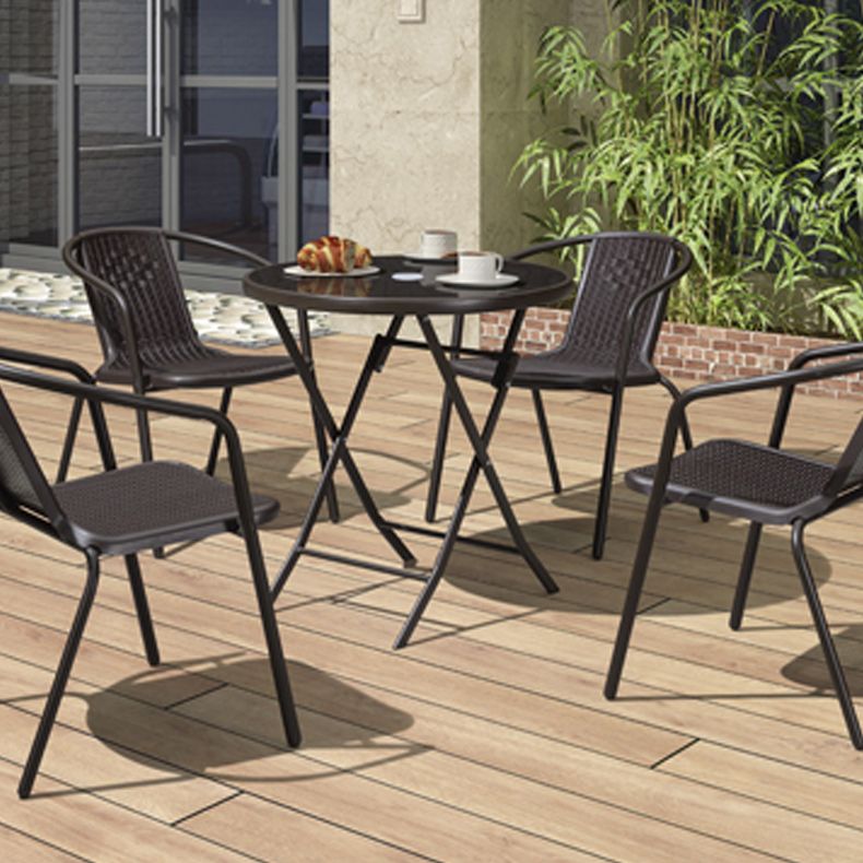 Industrial Bistro Table Water Resistant Glass/Plastic Top Table