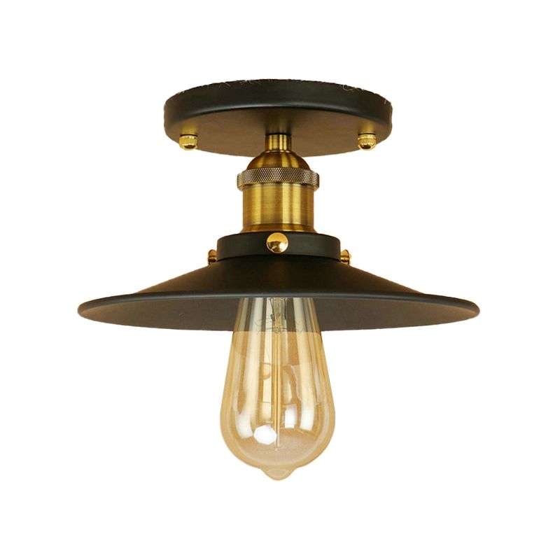 Loft soucoupe Semi-encastré, éclairage de plafond métallique à 1 ampoule, noir/blanc, pour cuisine