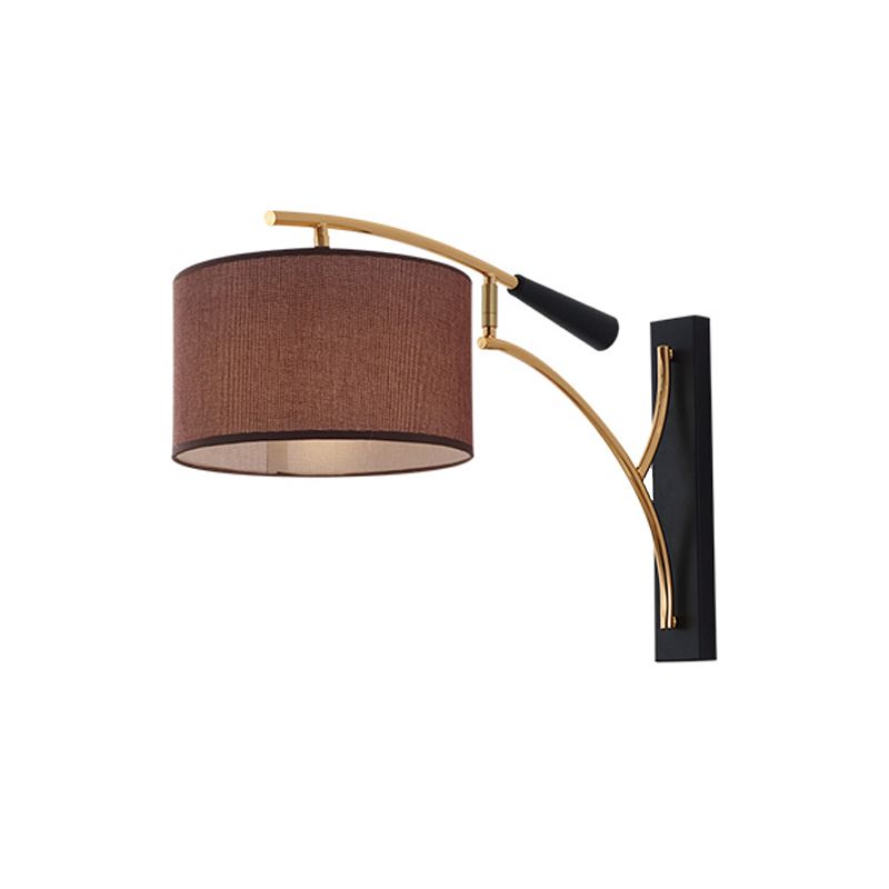 Trommelschaduw wandlamp moderne stijl stof 1 hoofd slaapkamer wandverlichting ideeën in vlas/koffie
