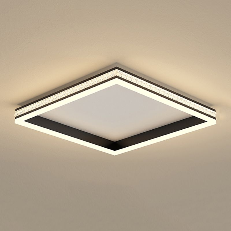 Metal Geometric Flush Ceiling Light Modern 1-Light Flush Mount Lighting in Black
