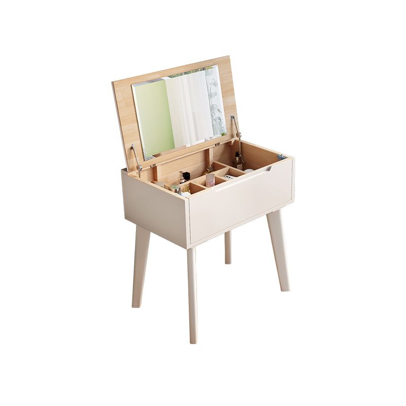 Scandinavian 29.52" Height Solid Wood Table Makeup Vanity with Mirror