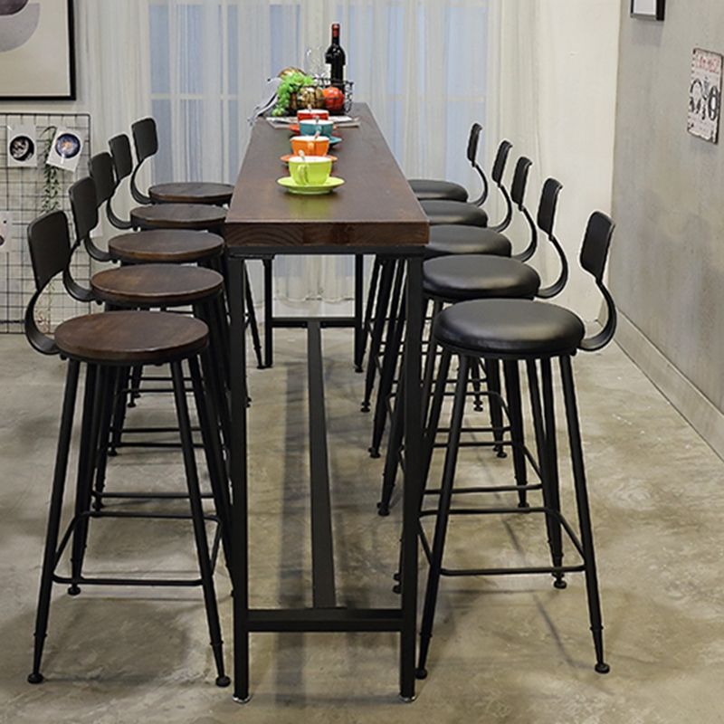 Coffee Shop Rectangle Wood Top Counter Table Iron Base Industrial Bar Table