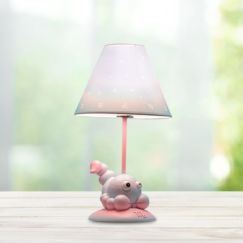 Pink Constellation Nachttisch Leuchtkarikatur 1 Glühharz -Nachttisch -Lampe mit Kegelstoffschatten