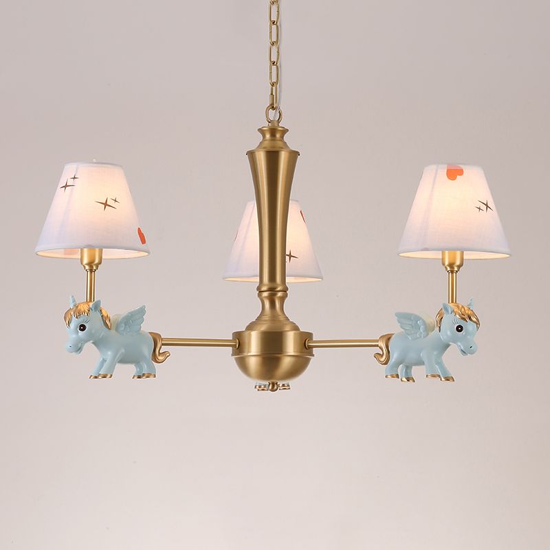 Herzmuster Kronleuchter Beleuchtung Kinder Stoff Schlafzimmer Anhänger Licht mit dekorativem Einhorn