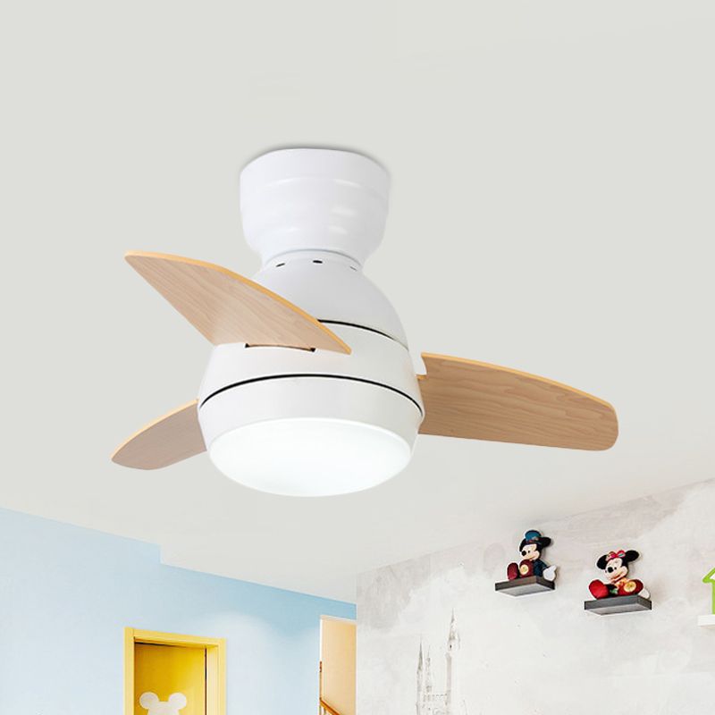 LED Round Anhänger Lüfterbeleuchtung Modernes weißes/schwarz/rosa Finish Acryl 3 Blades Halbflush -Mount -Lampe mit Wand/Fernbedienung, 33,5 "breit