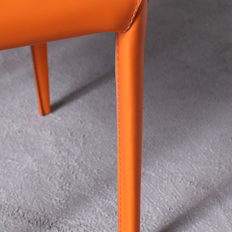 Sillas de comedor de cuero modernas, sillas de comedor de metal sin brazos para uso en restaurantes