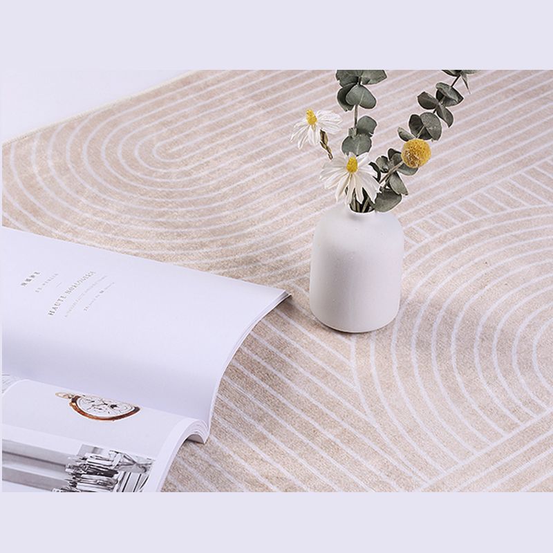 Tone abricot rond Rapier intérieur décontracté Polyester Lignes géométriques Rapis de support non glissant tapis intérieur pour le salon