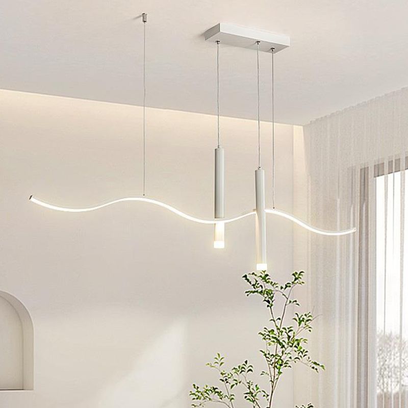 White Ceiling Light LED Contemporary Kitchen Island Lighting for Dining Room