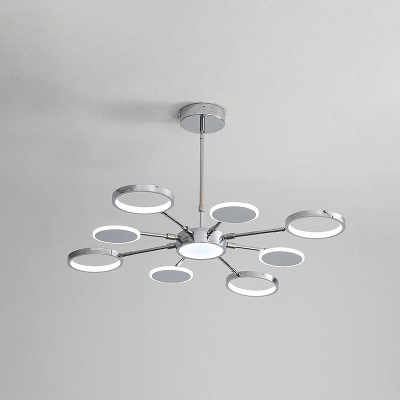 Ring Chandelier Lighting Fixtures Modernist Metal Pendant Chandelier with Hanging Cord for Living Room