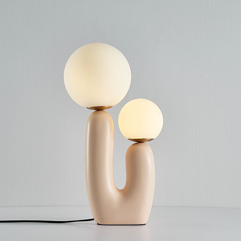 Lampe de table Globe 2 Light dans la lampe de bureau intérieure en résine concise moderne avec teinte en verre