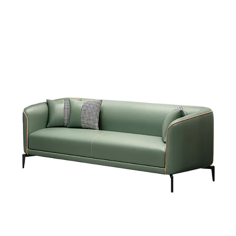 Sloped Arm Faux Leather Sofa Nordic 26" H Seating with Single Cushion