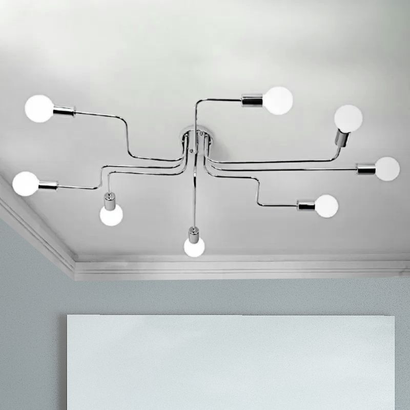 Retro techo expuesto con lámparas semiincorporadas de metal ligero incrustadas 4 / 6, con diseño de latón antiguo / Sputnik negro