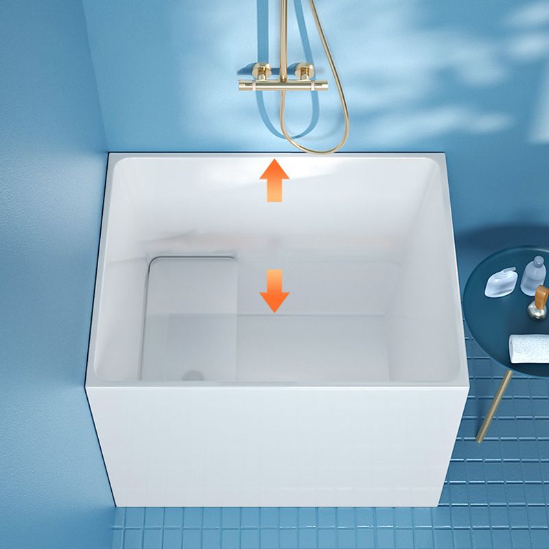 Modern Rectangle White Bathtub Acrylic Back to Wall with Drain Bath Tub