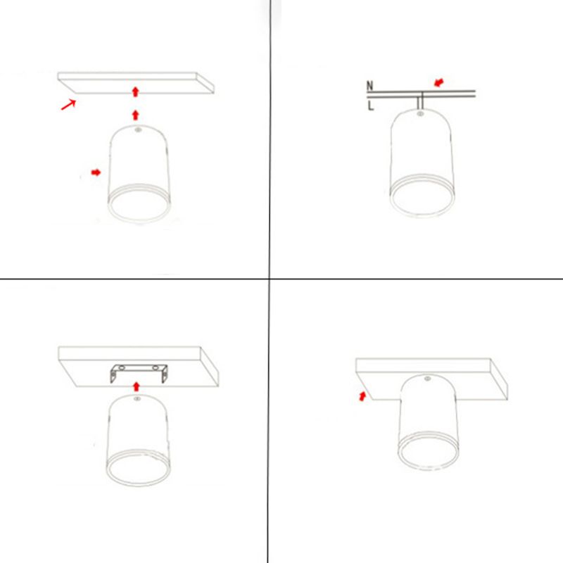 Black 1-Light Ceiling Flush Mount Lights Modern Style Cylinder Aluminum Flush Mount Lamp