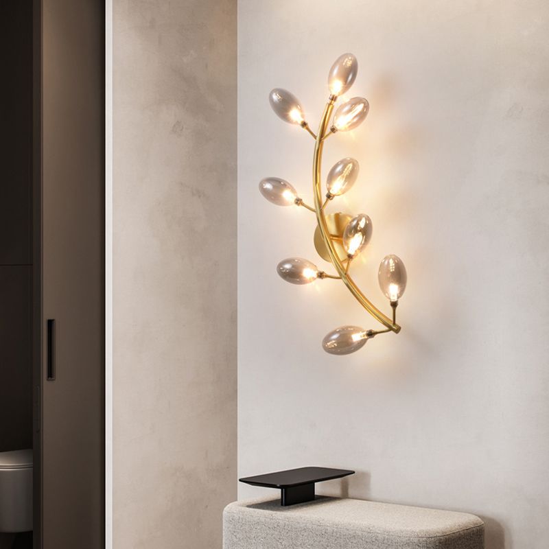 Gold Grape Like Wall Sconce Light Modernist 9 Heads Metal Wall Mount Lamp Fixture for Bedside