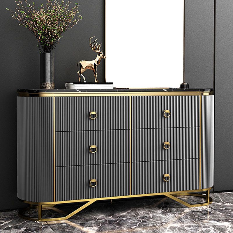 Stone Glam Storage Chest Bedroom Horizontal Chest with Drawers