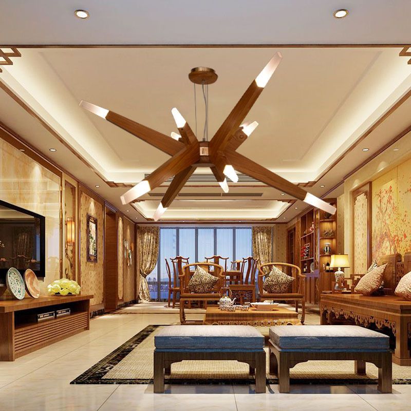 Bürge geformte Kronleuchterbeleuchtung nordisches Holz 12-Kopf-Schlafzimmer hängende Leuchte