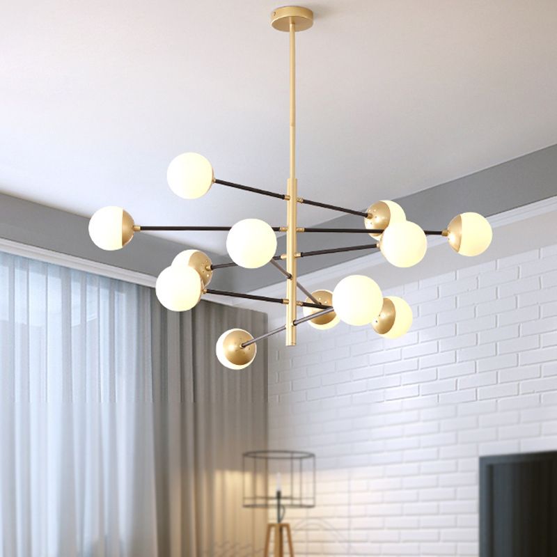 Postmodern Multi Head Chandelier Light Fixtures Metal and Glass Hanging Chandelier for Cafe