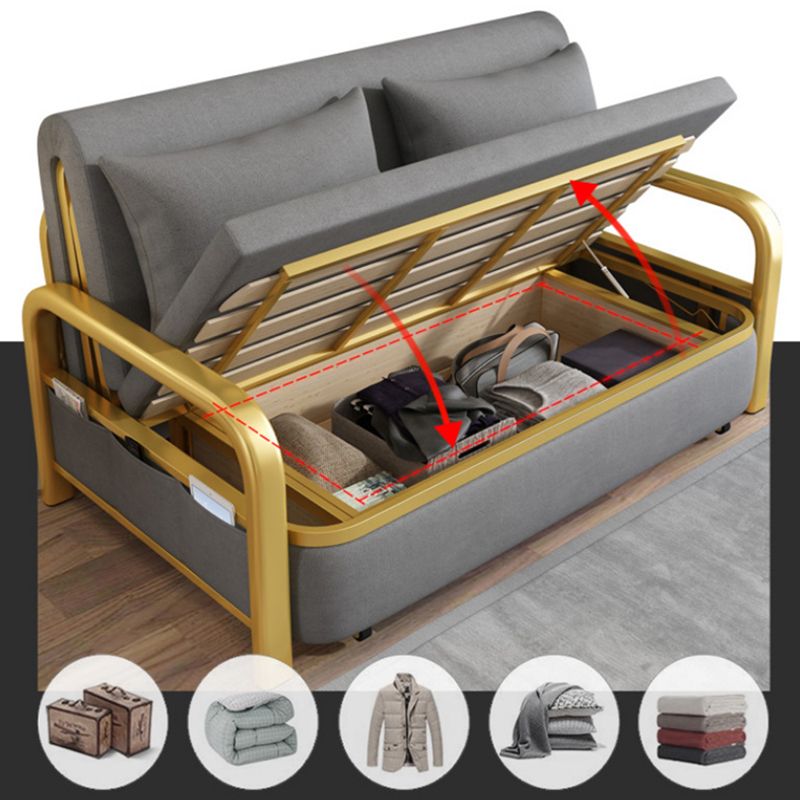 Gray Faux leather Sleeper Sofa 35.43" Wide Foldable Sofa Bed with Cushion Back