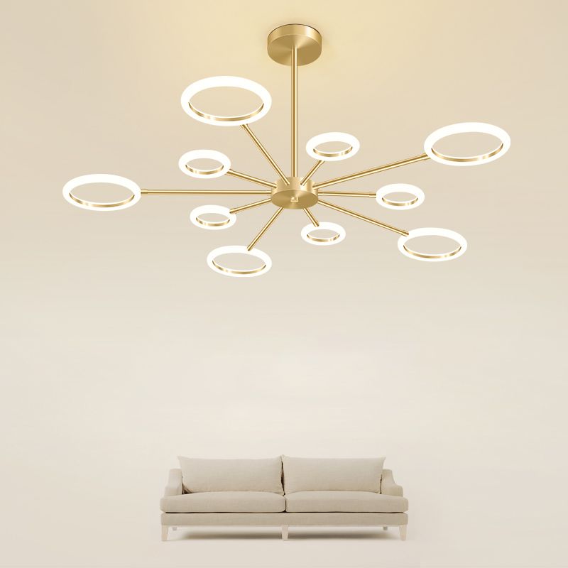Acrylic Gold LED Pendant Light in Modern Artistic Style Lacquered Metal Chandelier for Living Room