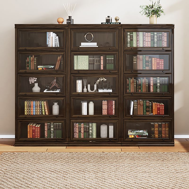 Modern Closed Back Standard Bookshelf Wooden Bookcase in Brown