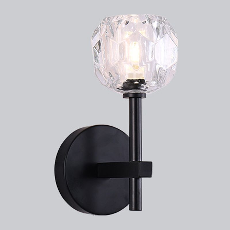 Modern Style Wall Light Fixture Crystal Shade Sconce Light Fixture for Bedroom