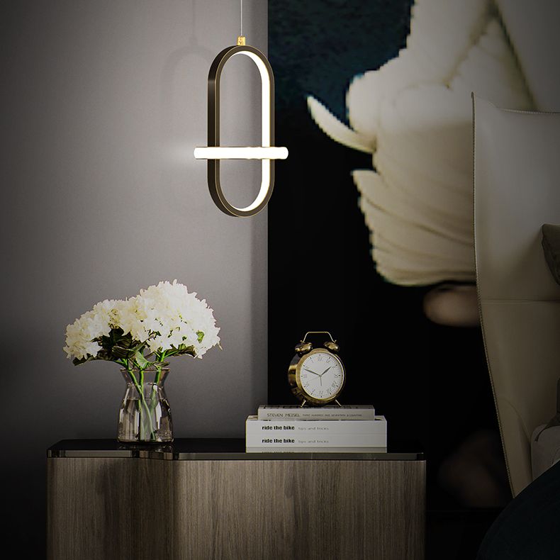 Metal Geometric Pendant Lighting Fixture Minimalist LED Pendant Ceiling Light for Bedroom