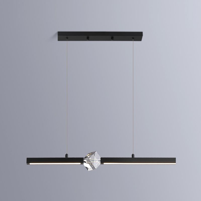 Lámpara moderna lámpara de lámpara de luz de metal lineal con cristal