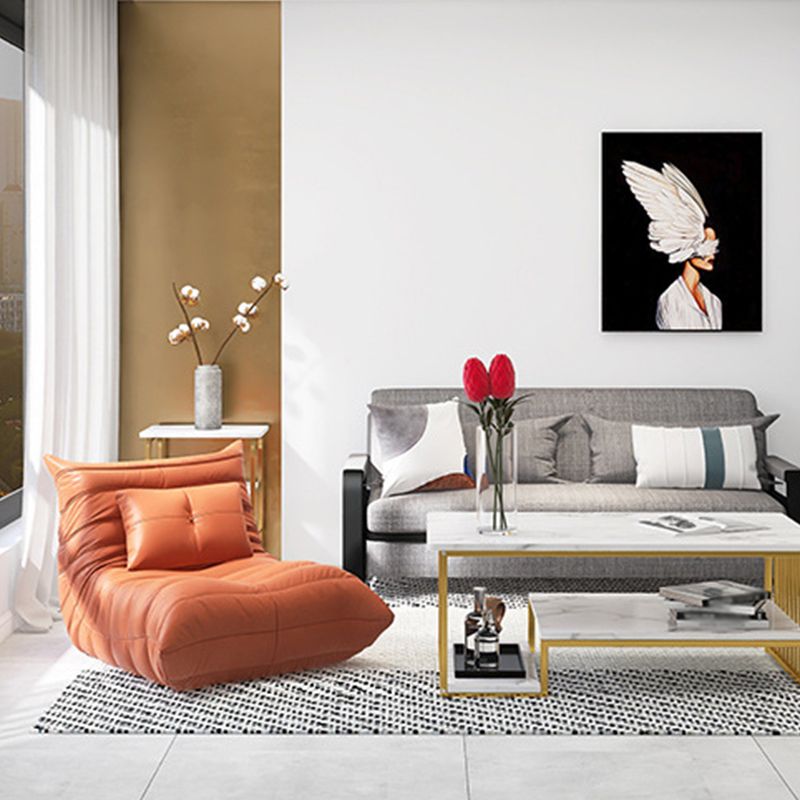 Bonded Leather Armless Chair 34.6"L x 39.3"W x 28.3" H Chair for Living Room